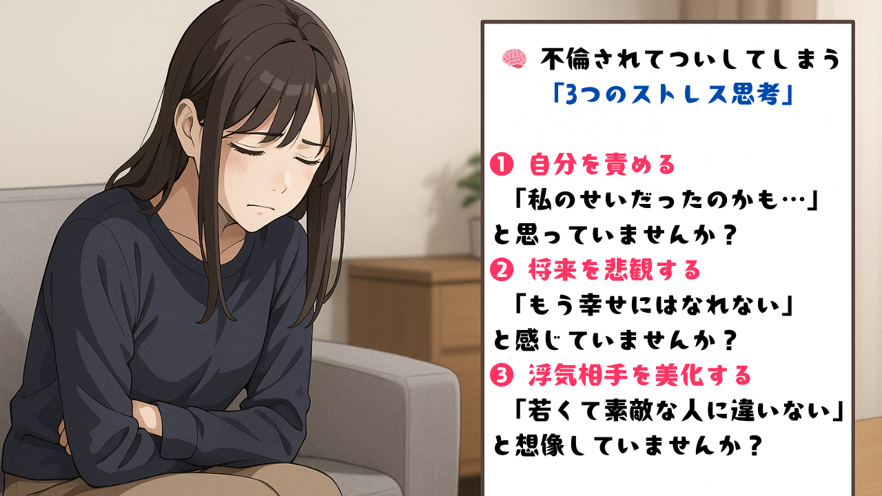 不倫で心がつらい方へ——ストレスを生む3つの思考と今日からの対処【女性相談員・無料相談｜ガルエージェンシー松戸】