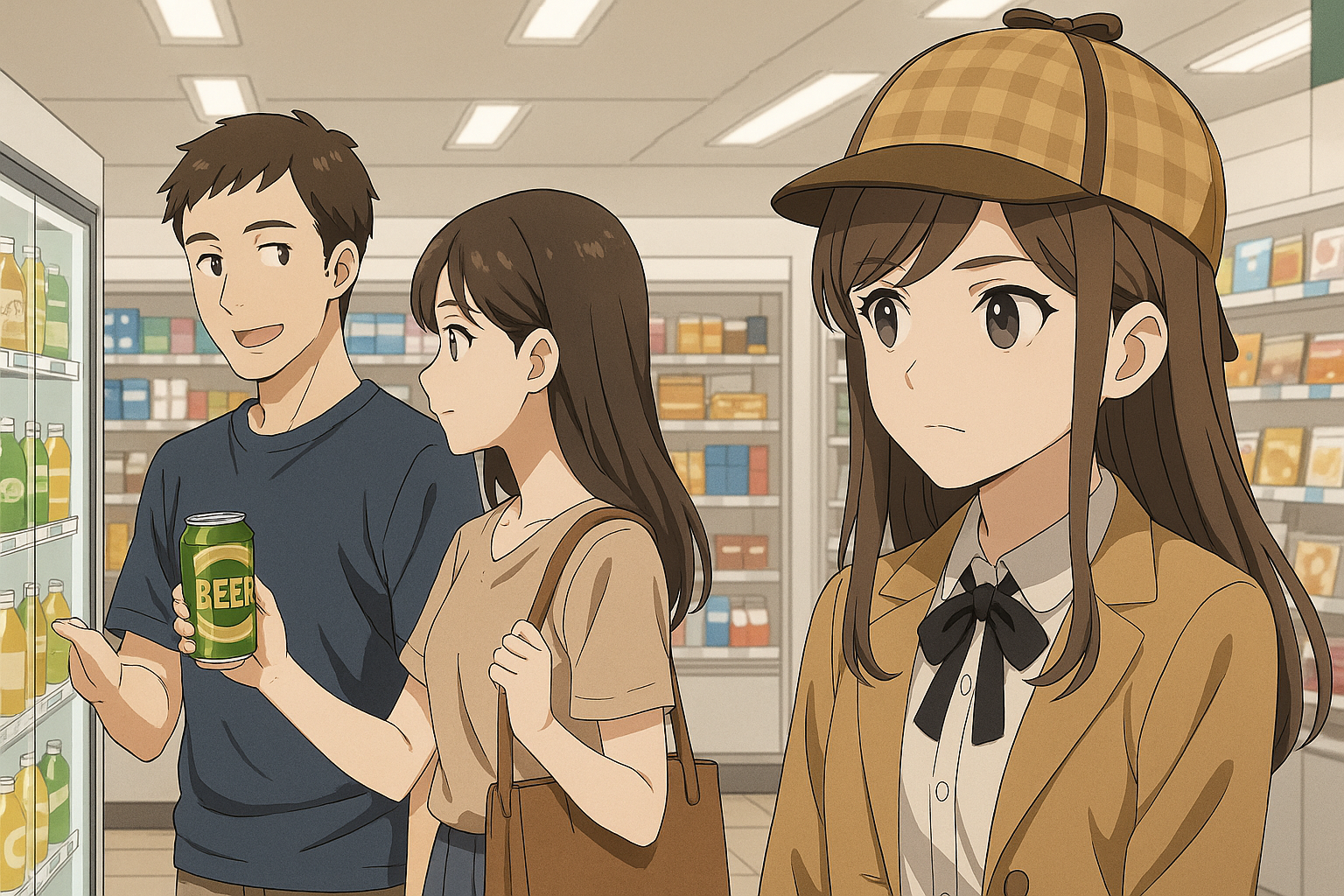 探偵あるある：コンビニとお酒の先読みイメージ
