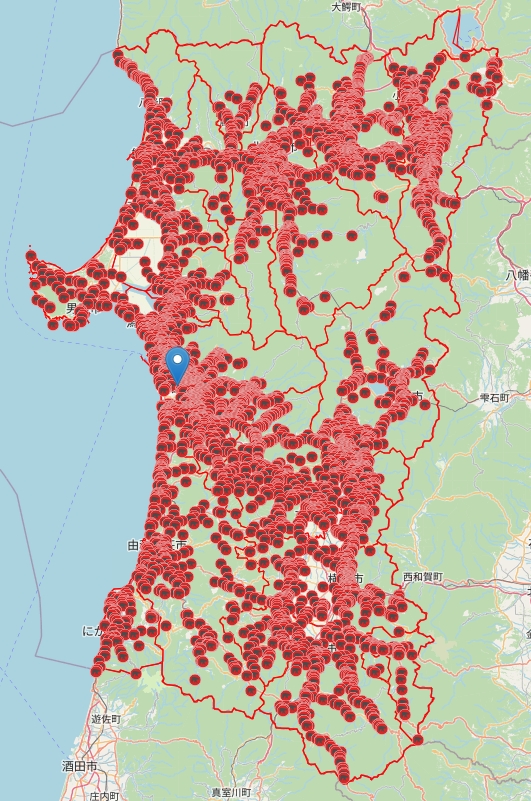 2025年 秋田県クマ出没マップ