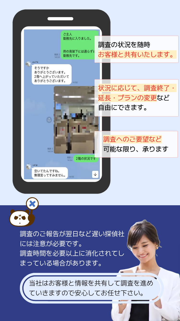 調査連絡はリアルタイムで