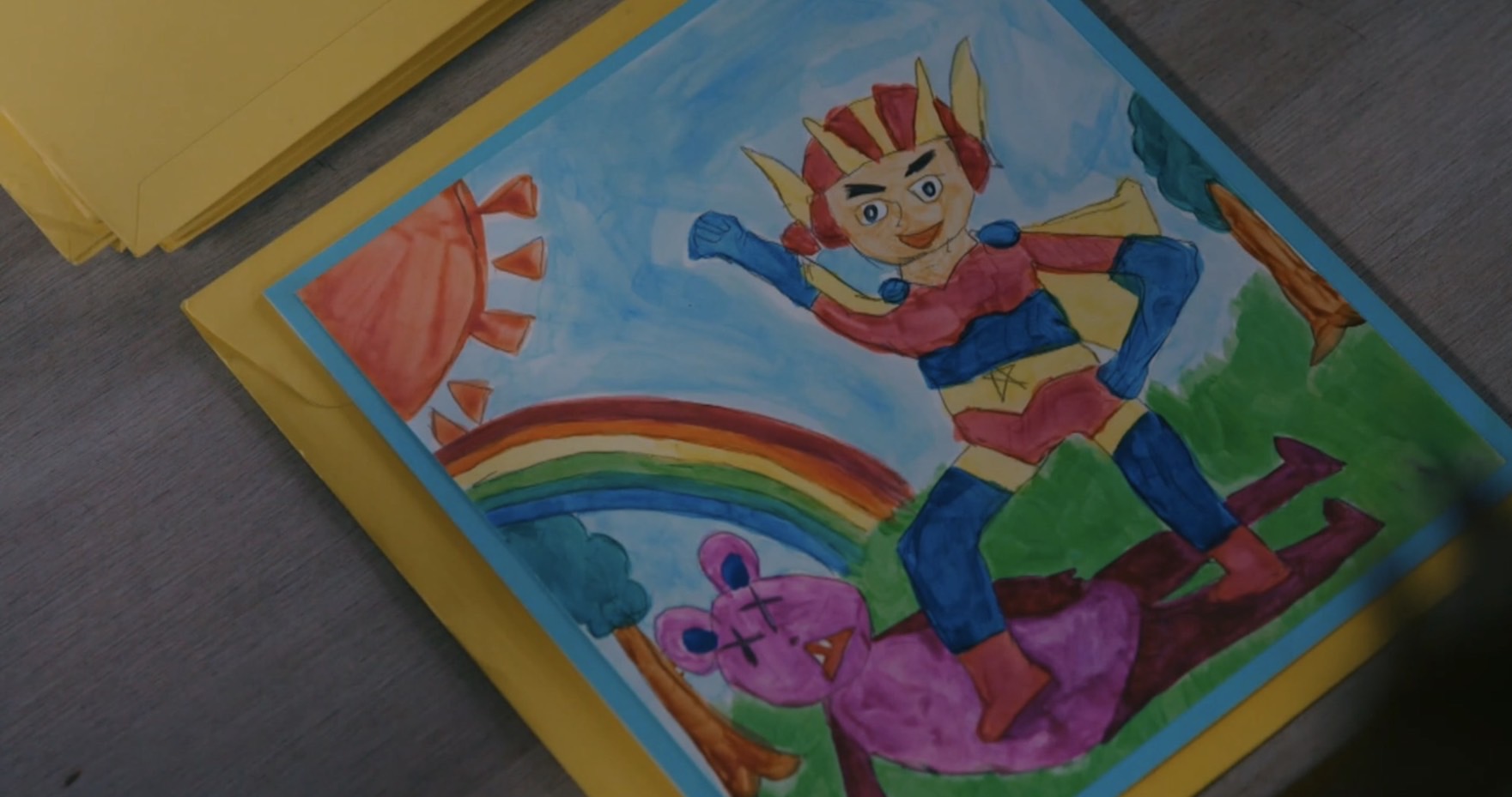 キングの夢の絵(悪党を退治するヒーロー)