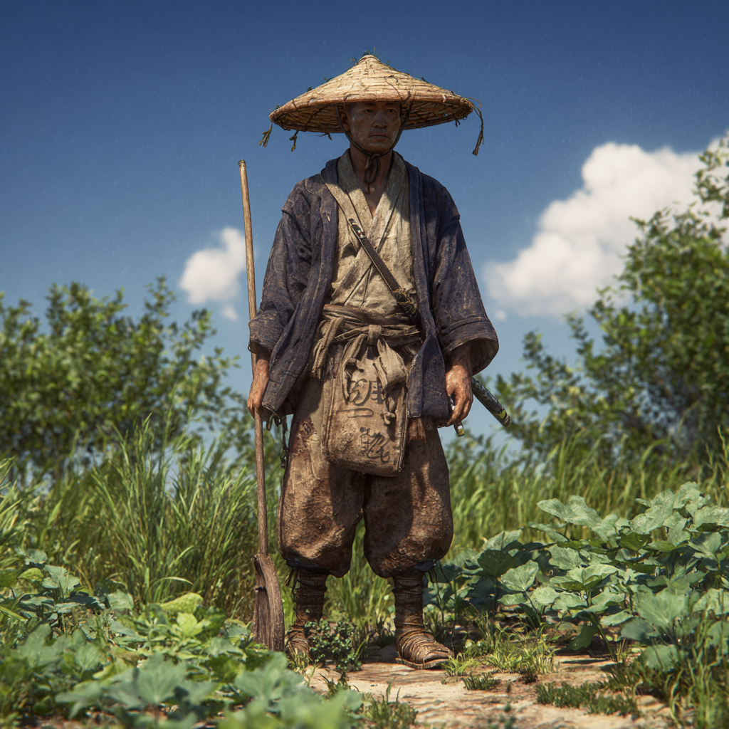田吾作イメージの素朴な田舎の男性イラスト