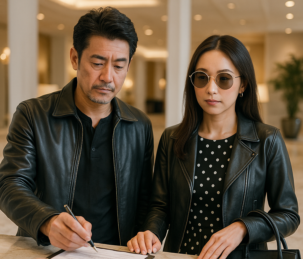 ホテルへチェックインするカップル