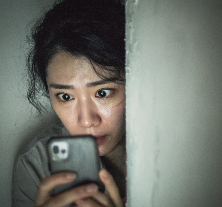 撮影に失敗する妻