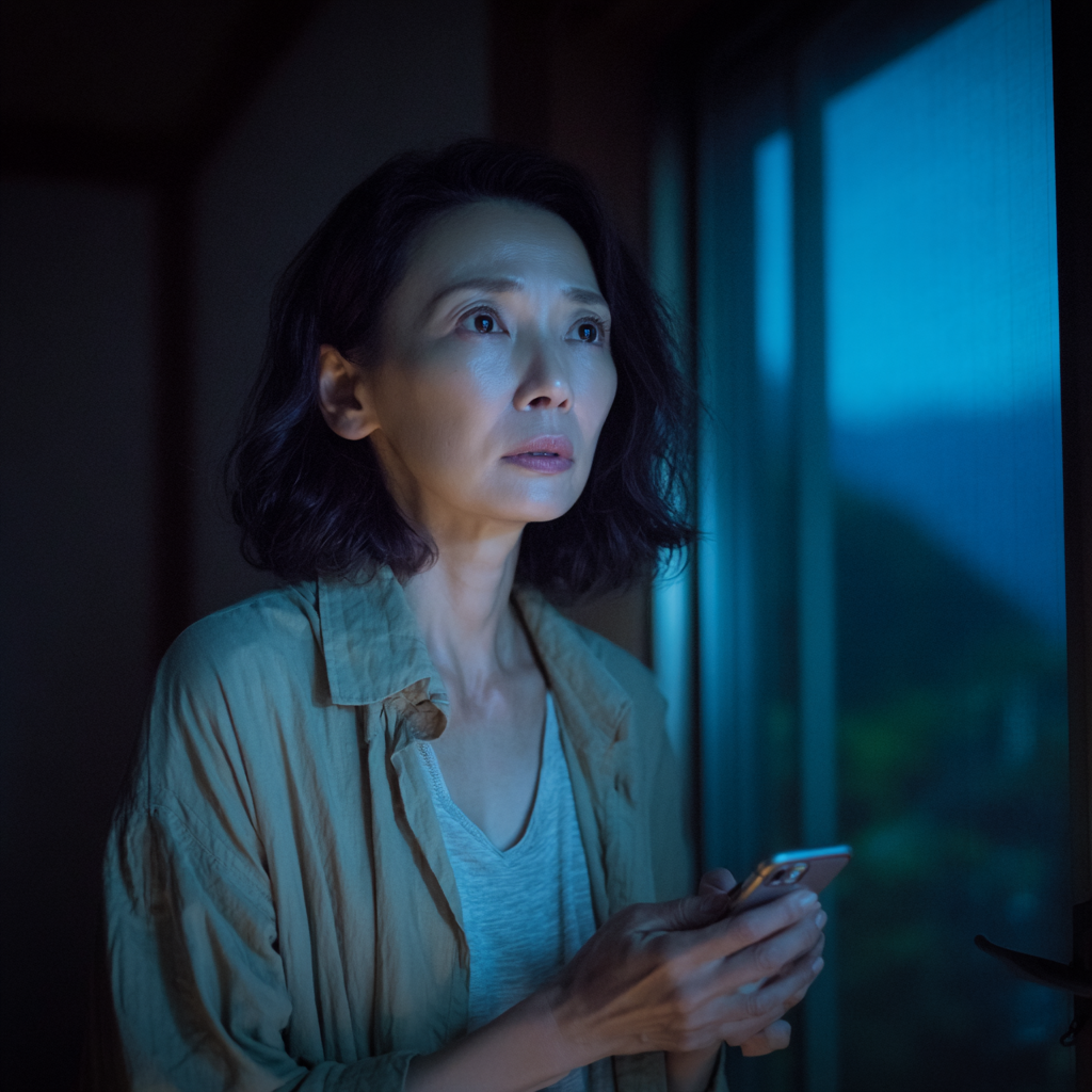 40代女性の不安な表情のイメージ