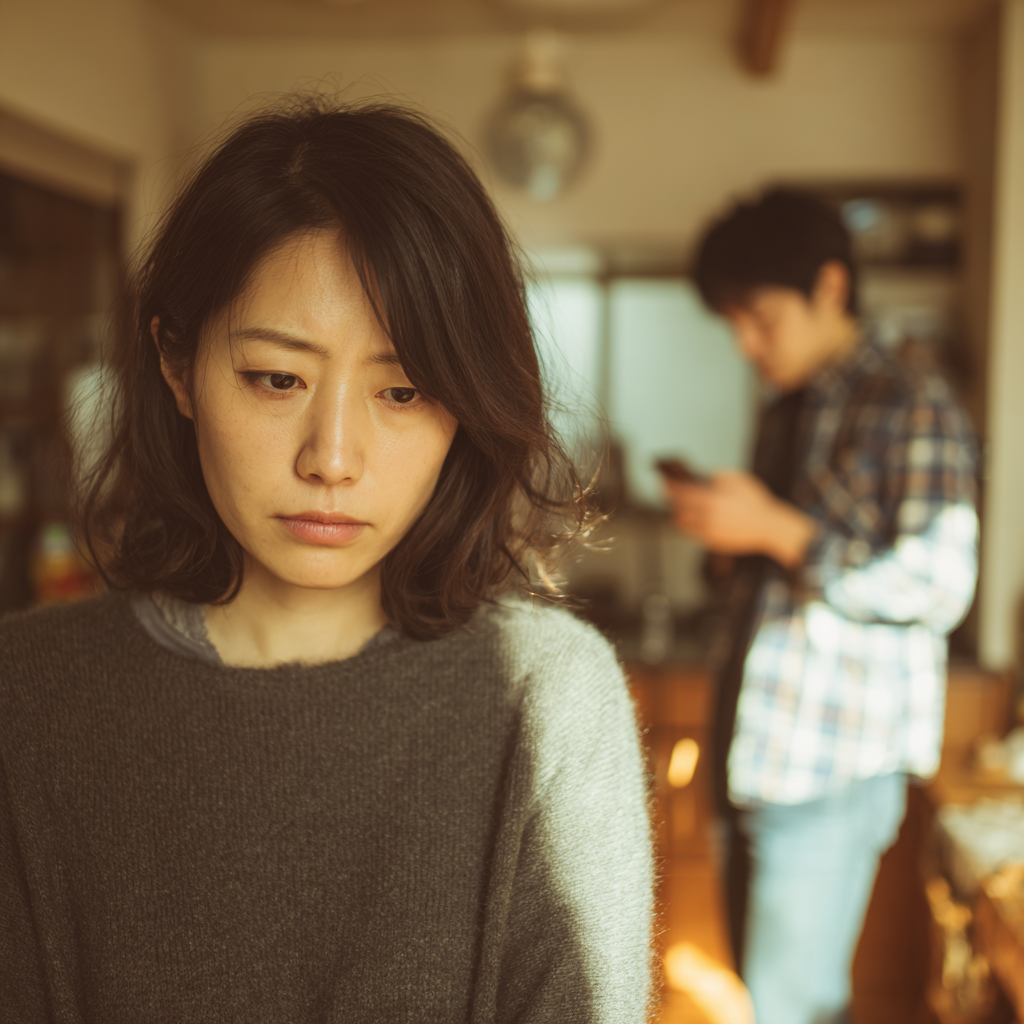 不安そうな表情の女性