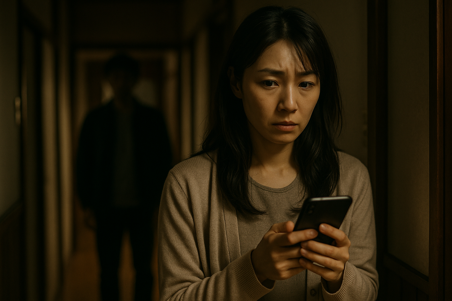 不安そうにスマホを見る女性のイメージ